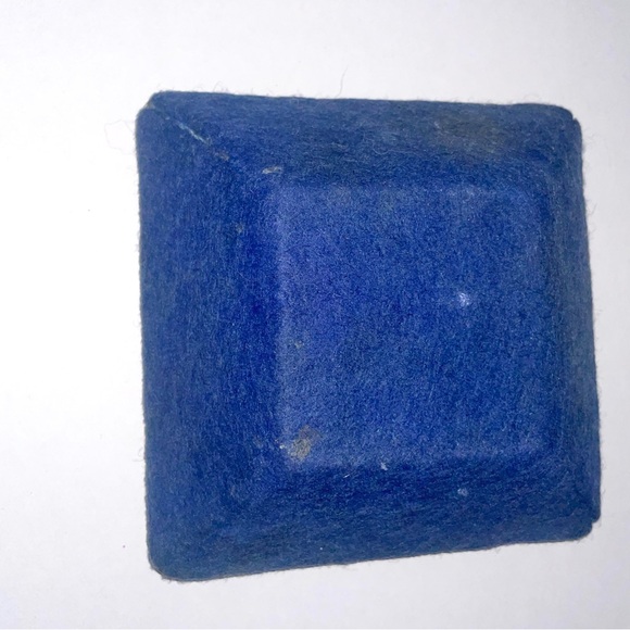 Postage Stamp Ashtray 4.5” Square Glass Blue Felt Bottom Mid Century Vintage - Picture 6 of 8